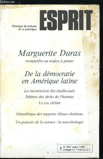 Esprit n 116 - De la dmocratie en Amrique Latine - De la rvolution a la dmocratie par Norbert Lechner, Comment tient le rgime militaire chilien ? par Roberto Santana, Les antipomes par Nicanor Parra, Le sept frontires chrtiennes devant l'Islam