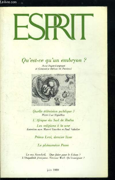 Esprit n 151 - Le Liban : se rsigner ?, Hommage a Jean Marie Tjibaou, Rnover la tlvision publique ? par Pierre Luc Sguillon, Les mdias et la province, le cas de l'ouragan en Bretagne par Martial Bertrand, Comment Pieter Botha applique la statgie