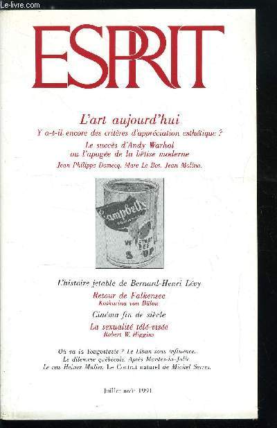 Esprit n 173 - Le syndrome algrien, Le mur de Berlin a Paris par Lennart Meri, Retour par Katharina von Bulow, Le cas Heiner Muller, table ronde avec Jean Jourdheuil, Jean Franois Peyret et Frdric Vassen, L'histoire jetable de Bernard Henri Lvy