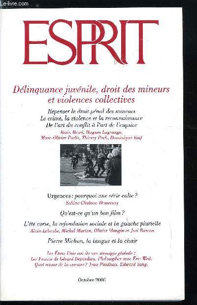 Esprit n 268 - Les France de Grard Depardieu, La chair est la proie de la langue, entretien avec Pierre Michon, Qu'est ce qu'un bon film ? par Laurent Jullier, Le rapprochement des conditions, une enqute sur la srie tlvise Urgences par Sabine