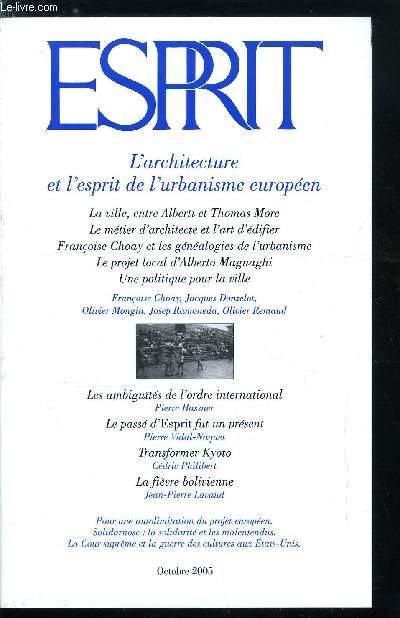 Esprit n 318 - Pour une autolimitation du projet europen, Le pass d'Esprit fut un prsent par Pierre Vidal Naquet, Les ambiguits de l'ordre international par Pierre Hassner, Transformer Kyoto par Cdric Philibert, La fivre bolivienne par Jean Pierre