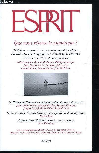 Esprit n 324 - Les sens d'un mouvement, La France de l'aprs CPE et les chantiers du droit du travail - Une crise a rptition : l'entre dans la vie active par Marc Olivier Padis, Emploi : l'approche conomique ne suffit pas par Bernard Perret, Encadr