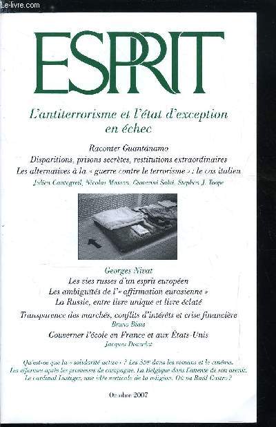 Esprit n 338 - Incontrolable capitalisme occidental ?, Transparence des marchs, conflits d'intrts et crise financire par Bruno Biais, Mfiances franaises envers l'cole, leons d'une comparaison avec les Etats Unis par Jacques Donzelot