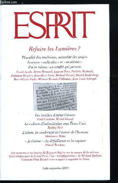 Esprit n 357 - Entre profusion et raret, quelle place pour l'Etat, Les antilles d'Aim Csaire - Le pote est dans la rue par Fred Constant et Michel Giraud, Nul n'est prophte en son pays par Michel Giraud, Le pouvoir, la solitude et la mort par Fred