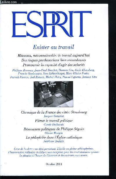 Esprit n 378 - Crise de la dette : un dni persistant, Positions : une subvention supprime a Frquence protestante : la lacit est sauve, Chronique de la France des cits, Strasbourg : le tram et les cits par Jacques Donzelot, La pdophilie