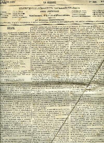 La semaine 3e anne n 9 - Salons par Nicolas, La batelire d'Eylau VI. par Charles Saint-Maurice, Rception de M. Empis, Christmas Carol, Les deux amis par la comtesse de Bassanville, Les paysagistes actuels, Ne pleure plus par M. H. de Montour