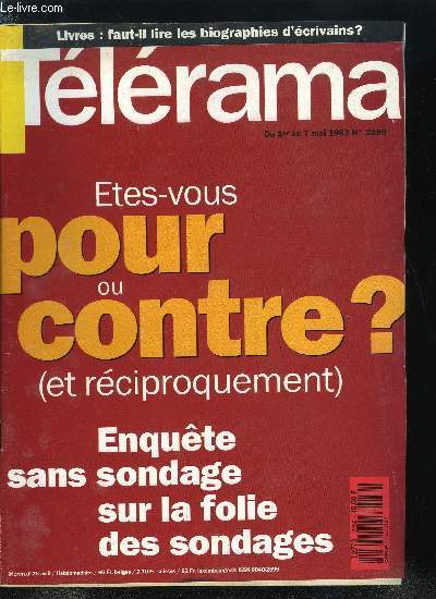 Tlrama n 2259 - Herv Aussant, artisan diteur, Enqute : les financiers du cinma franais, Un faux mouvement de Carl Franklin, Entretien avec Jean Carmet a propos de Roulez jeunesse, Faut-il lire les biographies d'crivains ?, Chronique : le je-tu-il