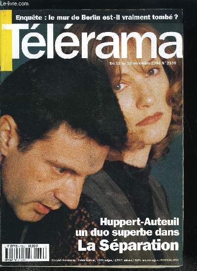 Tlrama n 2339 - Berlin, cinq ans aprs le Mur, La Sparation de Christian Vincent et entretien avec le ralisateur, Clerks, les employs modles, de Kevin Smith, Brest : Festival du court mtrage, Rtrospective Robert Aldrich, Tsahal, de Claude