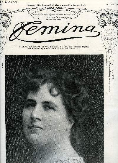 Femina n 254 - Paris a perdu un sourire, Les souliers ont des bijoux, Au pays du sphinx et d'adonis par Lucie Delarue-Mardrus, Les surprises de la mer par Charles Torquet, La chasse aux lgances, La fte du conservatoire Femina-Musica