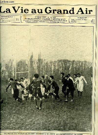 La vie au grand air n 442 - La belle du match de rugby Stade R.C.F. pour le championnat de Paris, Le prochain meeting de Monaco par C. Faroux, Les premiers pas d'un mcanicien par F.A. Wheel, Le cross-country national, Nos amateurs s'entrainent