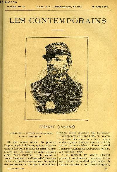 Les contemporains n 76 - Chanzy (1823-1883) - Jeunesse, mousse, premires annes militaires, Campagne de Chanzy en Syrie, Plerinage a Jrusalem, Chanzy a Rome, Retour en Algrie, Campagne de 1870, La premire arme de la Loire, Le 16e corps