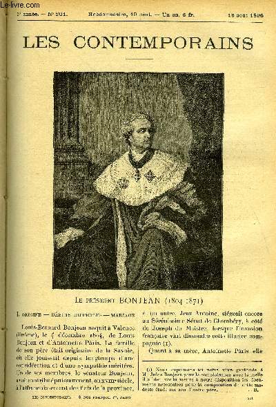 Les contemporains n 201 - Le prsident Bonjean (1804-1871) - Origine, Dbuts difficiles, Mariage, Role politique, Opinions et principes, Hroisme et modration, Le prsident du conseil d'Etat, Le snateur, Le chrtien, Le magistrat, Le sige de Paris