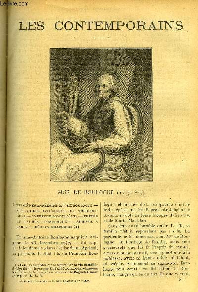 Les contemporains n 308 - Mgr de Boulogne (1747-1825) - Les premires annes de Mgr de Boulogne, Ses tudes littraires et thologiques, Il prche avant l'age, Prtre et laurat d'acadmie, Arrive a Paris, Dbuts oratoires, Svrits de l'archevque