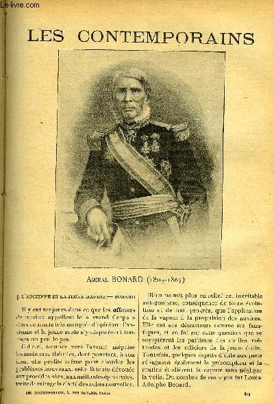 Les contemporains n 429 - Amiral Bonard (1805-1867) - L'ancienne et la jeune Marine, Bonard, Naufrage, Alger, Captivit, Le Bagne, Tahiti (1842-1852), La Guyane (1853-1855), La cochinchine (1861-1863), Les dernires annes, Vie de famille, Mort