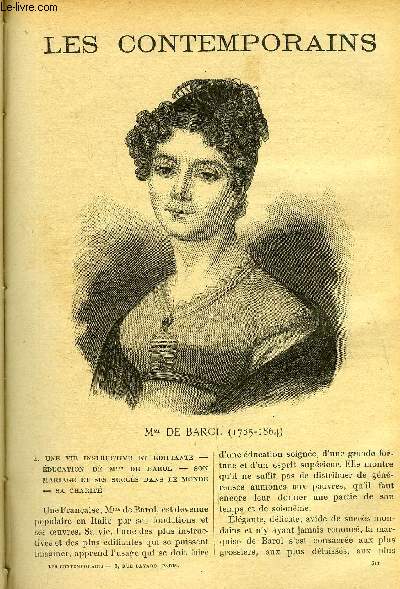 Les contemporains n 511 - Mme de Barol (1785-1864) - Une vie instructive et difiante, Education de Mme de Barol, Son mariage et ses succs dans le monde, Sa charit, L'oeuvre des prisons, Comment Mme de Barol fut amene a l'tablir, Difficults