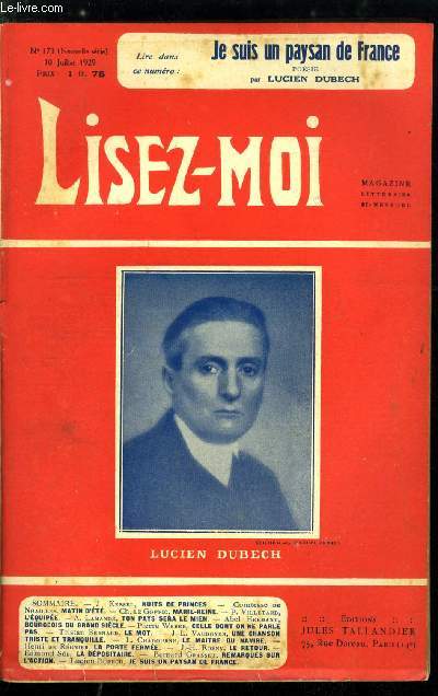 Lisez-moi - nouvelle srie - n 173 - Nuit de princes (III) par J. Kessel, Marie reine par Charles Le Goffic, L'quipe par Pierre Villetard, Ton pays sera le mien (VI) par Andr Lamand, Celle dont on ne parle pas par Pierre Veber, Le Mot par Tristan