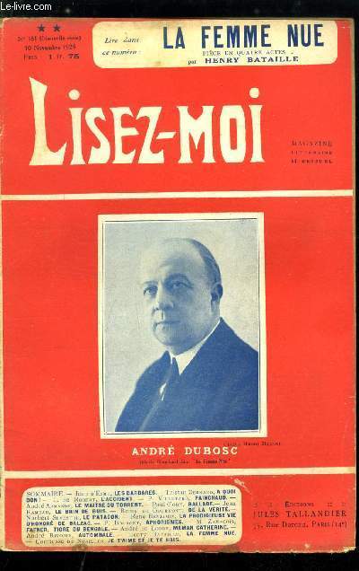 Lisez-moi - nouvelle srie - n 181 - Les barbares par Jean d'Esme, L'accident par Louis de Robert, Painchaud par Pierre Villetard, Le maitre du torrent (V) par Andr Armandy, Le brin de Buis par Jean Rameau, Le pantagon par Norbert Sevestre