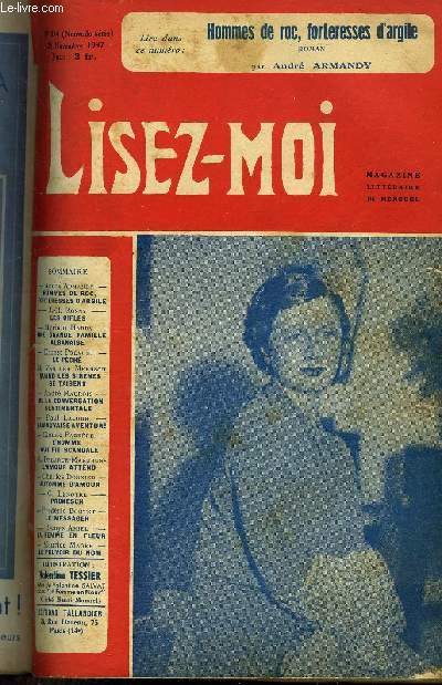 Lisez-moi - nouvelle srie - n 374 - Hommes de roc, forteresses d'argile par Andr Armandy, Les gifles par J.H. Rosny, Une grande famille albanaise par Myriam Harry, Le pch par Ernest Prvost, Quand les sirnes se taisent (suite) chapitre V par Maxence