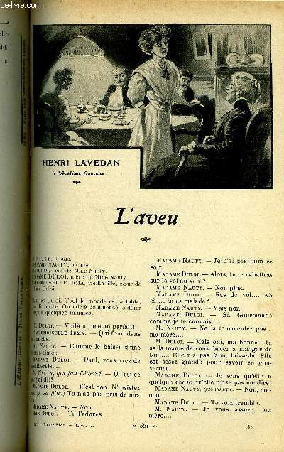 Lisez moi n 72 - L'aveu par Henri Lavedan, Mademoiselle cloque (suite et fin) XV par Ren Boylesve, Le chant des grenouilles par Rosemonde Rostand, Paillettes par Lucie Paul Margueritte, Leurs systmes par Gyp, Le crucifi de Keralis (suite) VII