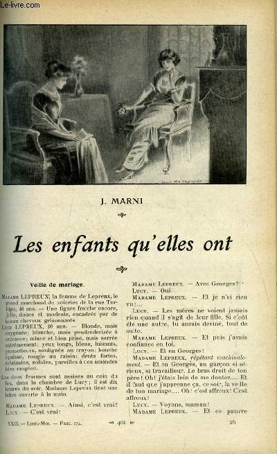 Lisez moi n 174 - Les enfants qu'elles ont par J. Marni, Vieil air par Andr Rivoire, Un coeur de femme par Paul Bourget, La gouttire par Gyp, A l'espre, La neige sur les pas par Henry Bordeaux, Une lacune par Henri Lavedan, Le renoncement par Camille