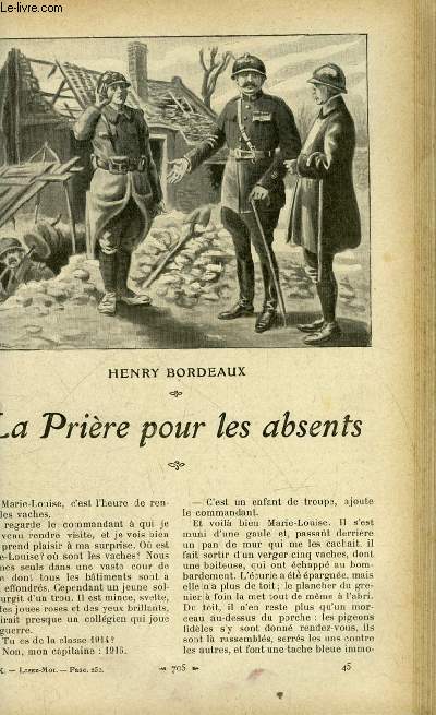 Lisez moi n 252 - La prire pour les absents par Henry Bordeaux, Ames de lycens par Andr Theuriet, Lettre a une absente par Edouard Pailleron, Matelot (XXIX) par Pierre Loti, La consigne par Lon de Tinseau, La ligne des tombeaux par Henry Bataille