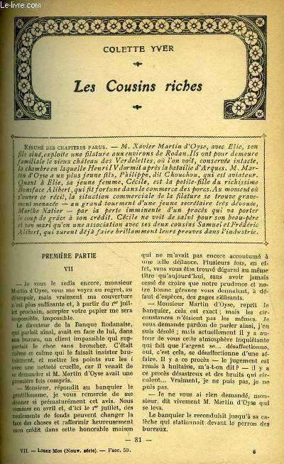 Lisez moi - nouvelle srie - n 50 - Les cousins riches (VII) par Colette Yver, Naples sur les toits par Ren Bazin, Naples sur les toits par Ren Bazin, Le coeur multiple par Michel Provins, La maison du pass (VII) par Jacques des Gachons