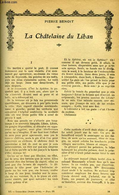Lisez moi - nouvelle srie - n 88 - La chatelaine du Liban par Pierre Benoit, Noel parisien par Henri Lavedan, L'alerte par Michel Corday, Les Mres ennemies par Catulle Mends, Le don de Nol par Marcelle Tinayre, Le labyrinthe (III) par Edouard