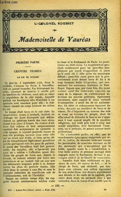 Lisez moi - nouvelle srie - n 115 - Mademoiselle de Vauras par Lt Colonel Rousset, Un gentleman par Gaston Chrau, La cravale par Michel Corday, Avant l'amour (X) par Marcelle Tinayre, Le petit pierre par Anatole France, L'trangre par Frdric Boutet