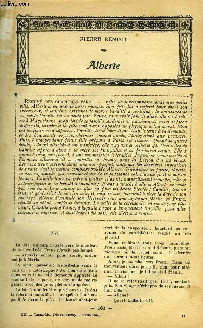 Lisez moi - nouvelle srie - n 155 - Alberte (XVI) par Pierre Benoit, Un apprenti par Gaston Chrau, Le pecheur d'espadon par Edouard de Keyser, Les rprouvs par Andr Armandy, Une affaire d'honneur par Miguel Zamacos, Line par Sverine, Coeur pensif