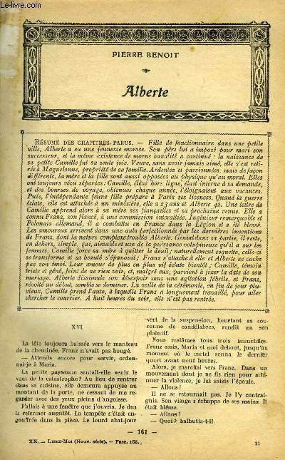 Lisez moi - nouvelle srie - n 155 - Alberte (XVI) par Pierre Benoit, Un apprenti par Gaston Chrau, Le pecheur d'espadon par Edouard de Keyser, Les rprouvs par Andr Armandy, Une affaire d'honneur par Miguel Zamacos, Line par Sverine, Coeur pensif