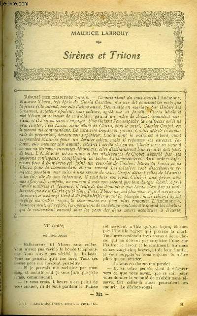 Lisez moi - nouvelle srie - n 165 - Sirnes et tritons (VII) par Maurice Larrouy, L'aveugle par Andr Savignon, Le buste par Jean Rameau, Les demi fous (III) par Michel Corday, Un mystre par Frdric Boutet, L'eau du nil (VIII) par Pierre Frondaie