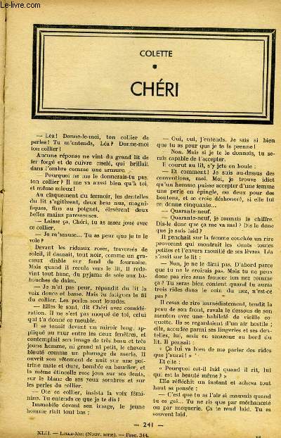 Lisez moi - nouvelle srie - n 344 - Chri par Colette, Initiation par Frdric Boutet, Le rgne du rigolo par Romain Coolus, Vincent ou la solitude (II) par Colette Yver, Une cure par Emile Solari, Terre de volupt par Edge Trmois, Le transatlantique