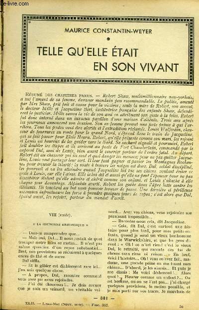 Lisez moi - nouvelle srie - n 352 - Telle qu'elle tait en son vivant (VIII) par Maurice Constantin-Weyer, Paysage de foule par Octave Mirbeau, Vendeuse par Andr Birabeau, Mare nostrum (VII) par V. Blasco Ibanez, Le bouton d'Alep par Myriam Harry