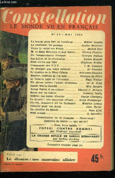 Constellation n 25 - La beaut peut tre un handicap par Robert Landry, La courtoisie les protge par Janine Mestivier, Toute la vrit sur Fuchs par Michel Bert, M. et Mme Beauvais et leur micro par Grard Plantier, Un homme oiseau franais par Georges