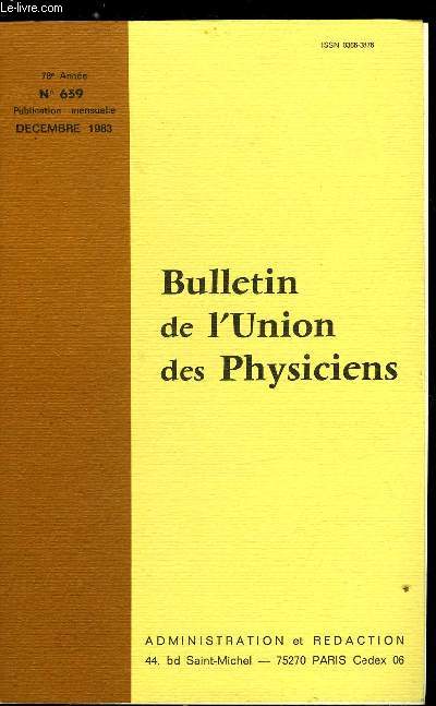 Bulletin de l'union des physiciens n 659 - Le milieu interstellaire par Monique Gros, Spectroscopie a bon march par M. Chapelet, Caustiques de lentilles paisses par M. Chapelet, Caustique d'un miroir cylindrique par M. Chapelet, Tourbillons