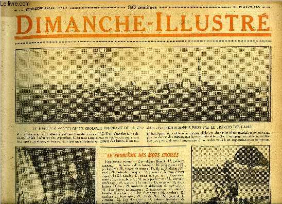 Dimanche-Illustr n 112 - Ce n'est pas comme le croirait, un drame de la mer, mais une photographie prise par le travers des lames, Madame Du Barry par le Dr Cabans, L'ordonnance par Georges D'Esparbs, La quarantaine par Ludovic Naudeau, Bicot