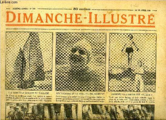 Dimanche-Illustr n 270 - La France a vot dimanche, 186 dputs ont t lus au premier tour de scrutin, Bougainville par H. De Fels, Le capitaine Rogers par W.W. Jacobs, Bicot, prsident de club, sauveteur improvis, Zig et Puce, Dolly reoit la lettre