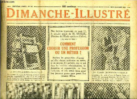 Dimanche-Illustr n 345 - M. Henry Chron expose la politique financire de la paix, Georges Guynemer, hros lgendaire par A. Lorbert, Le tombeau de glace par A.E.W. Mason, Bicot, prsident de club, est irrvrencieux, Zig et Puce, Alfred est bien veng