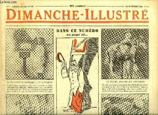 Dimanche-Illustr n 470 - Charles Lecocq par Simone Saint-Clair, Raymond Byatt par A.E.W Mason, Bicot, prsident de club, l'accident d'auto, Zig et Puce, la passerelle vivante, Le dernier mot par Bernard Gervaise