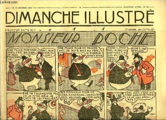 Dimanche-Illustr n 607- Le coureur de routes (suite et fin) par G. Le Faure, Un bohme de gnie, retif de la bretonne par Funck Brentano, L'nigme du chateau par Baillie Reynolds, Bicot, prsident de club, veut faire du camping, Les adieux de Zig