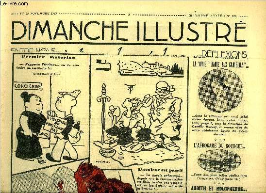 Dimanche-Illustr n 770 - La double empreinte par Henri Picard, Marie Duplessis qui fut la dame aux Camlias par Camille Ducray, Un crime a Ceylan (suite) par Emond Romazires, Bicot, prsident de club, un dimanche tranquille