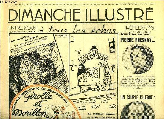 Dimanche-Illustr n 791 - Le diamant du Rajah par Jacques Constant, Une grande vedette de la scne et de l'cran Pierre Fresnay par Henry Gerrar, Le maitre coq du Kamtchatka (suite) par Jean d'Agraives, Bicot, prsident de club, le joueur novice