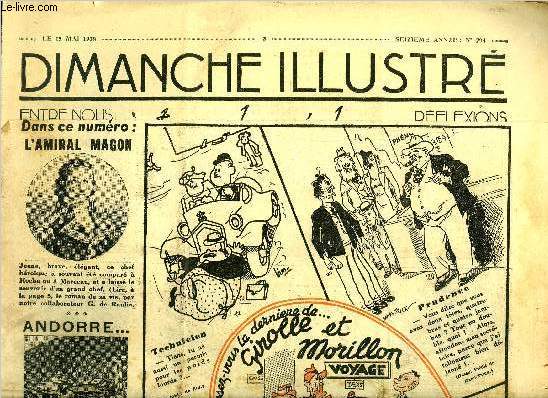 Dimanche-Illustr n 794 - L'homme masqu par Granville Yorke, L'amiral Magon par G. de Raulin, Le triangle rouge par Arthur Morrisson, Le maitre coq du Kamtchatka (fin) par Jean d'Agraives, Bicot, prsident de club, malentendu, Le gnie ou les talents