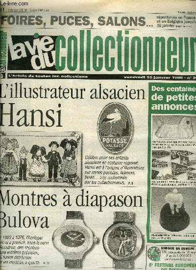 La vie du collectionneur n 208 - Mes bougeoirs et chandeliers par Erwan Serveau, Hansi, le maitre des illustrateurs alsaciens par Claude Franck, Les Accutron de Bulova par Roger Gateau, Les boites de drages par Bruno Thveny