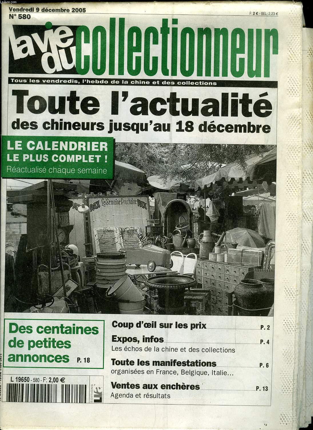 La vie du collectionneur n 580 - Etiquettes de cognac en Charente, Univers vinicole a Vendome, Instruments de musique le 10 dcembre a Vichy, TSF, tlgraphes le 11 dcembre a Chartres