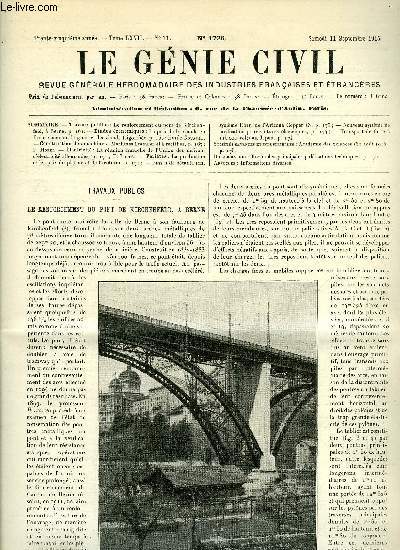 Le gnie civil tome LXVII n 11 - Travaux publics : le renforcement du pont de Kirchenfeld a Berne, Etude conomiques : le prix de la viande en France pendant la guerre, La viande frigorifie par Emile Gouault, Construction des machines : machines