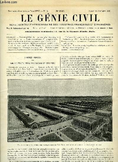 Le gnie civil tome LXVII n 12 - Travaux publics : les nouveaux piers d'accostage de New York, Etudes conomiques : la prosprit industrielle et commerciale de l'Allemagne avant la guerre actuelle, Construction des machines : machines a meuler