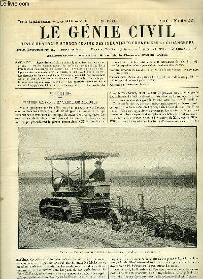 Le gnie civil tome LXVII n 23 - Agriculture : culture mcanique et tracteurs agricoles, Etudes conomiques : les mthodes commerciales de la France et de l'Allemagne en Russie, les meilleurs moyens de dvelopper notre commerce avec la Russie, Chemins