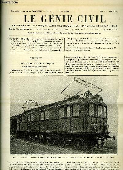 Le gnie civil tome LXVIII n 10 - Electricit : les locomotives lectriques des chemins de fer sudois, Chemins de fer : les chemins de fer franais et la guerre (suite et fin) par Auguste Pawlowski, Travaux publics : les inondations de janvier 1916