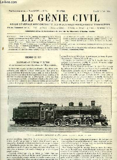 Le gnie civil tome LXVIII n 25 - Chemins de fer : chauffage au poussier de tourbe d'une locomotive a marchandises de l'Etat sudois, Etudes conomiques : les chemins de fer franais et la guerre (suite) par Auguste Pawlowski, Hydraulique : le remblayage